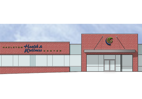 Hazleton Health & Wellness Center Rendering of signage at main entrance