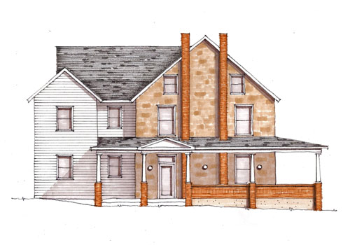 D&I Kreichelt Residence Rendering of west elevation